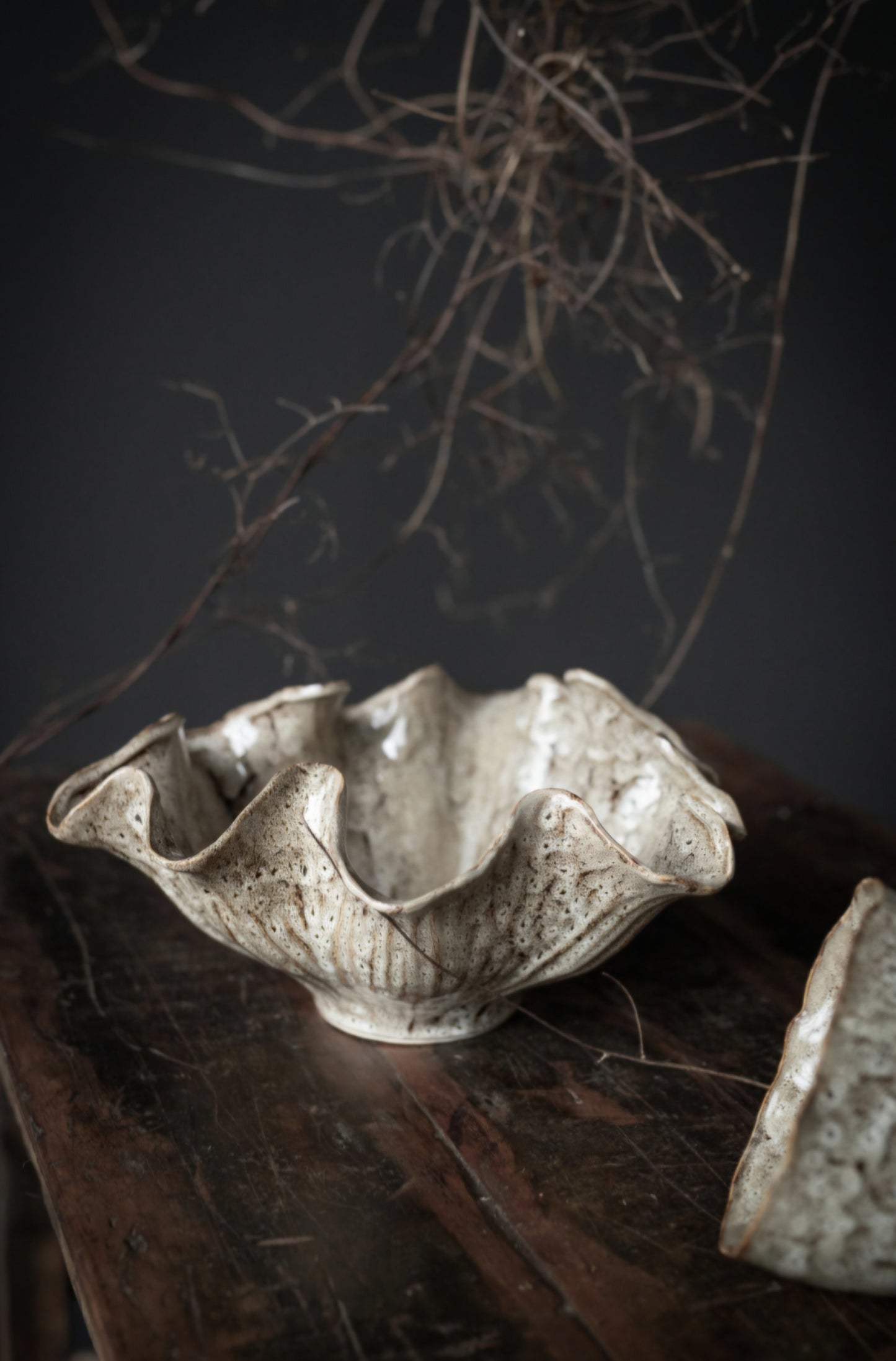 Brown Stoneware Wave Bowl