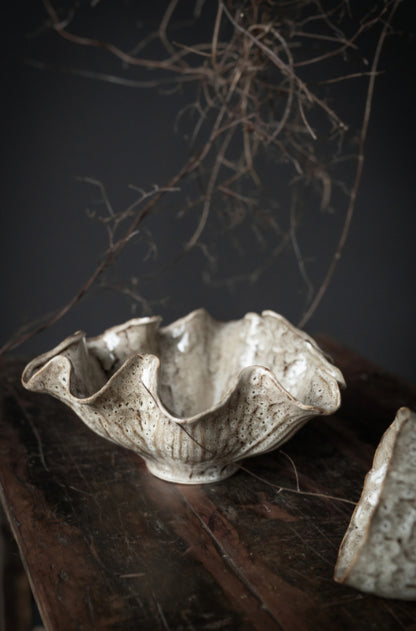 Brown Stoneware Wave Bowl