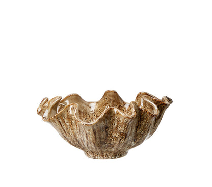 Brown Stoneware Wave Bowl